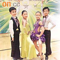 「4小虎」黃瑞星（左起）、劉小燕、羅凱麗及何銘昌來屆升上12-13歲組別接受新挑戰。