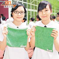 學校向同學們派發綠色手巾仔。
