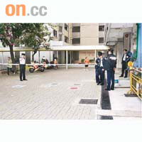 警員封鎖墮物現場調查。